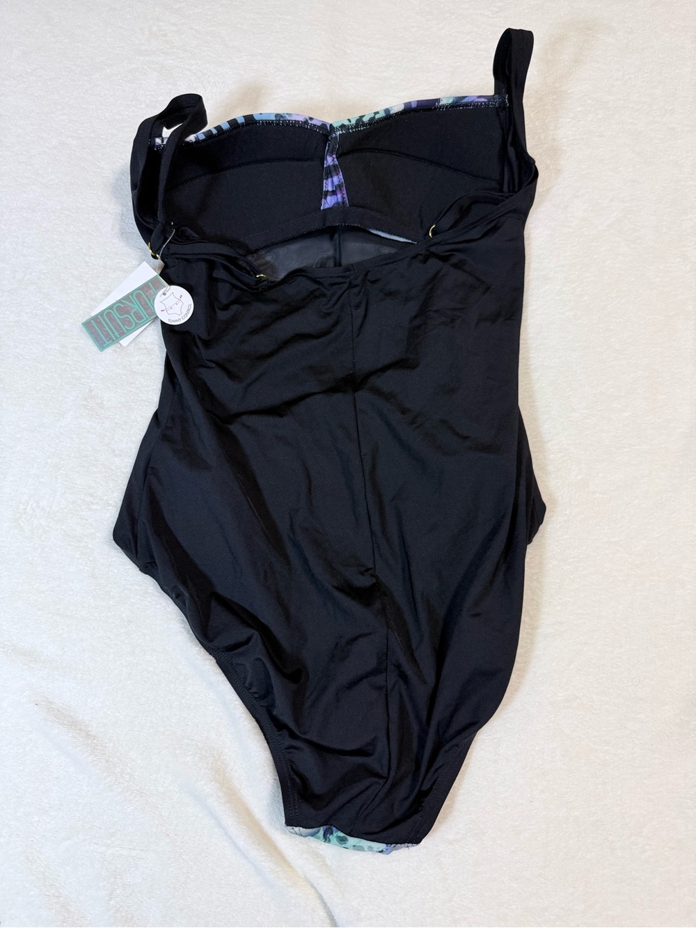 Pursuit w/Tummy Control Blue-Green Animal Print Ruched One Piece- NWT- Size 12 - Picture 10 of 14